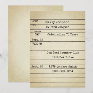 Old Library Card 73rd Birthday Party