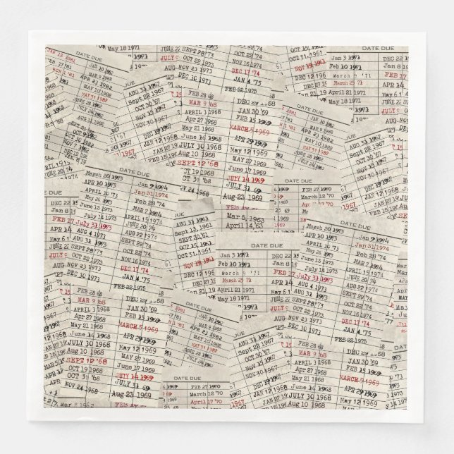 Old Library Card Collection  Napkin (Front)