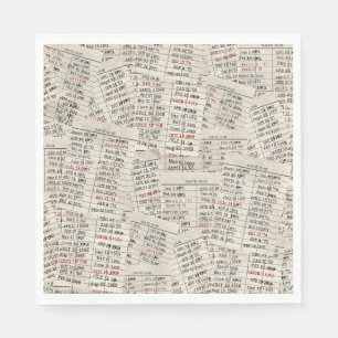 Old Library Card Collection  Napkin
