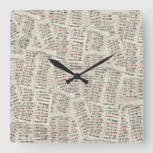 Old Library Card Collection  Square Wall Clock