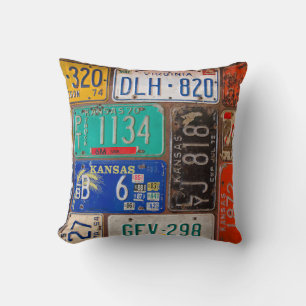 Old License Plates Cushion