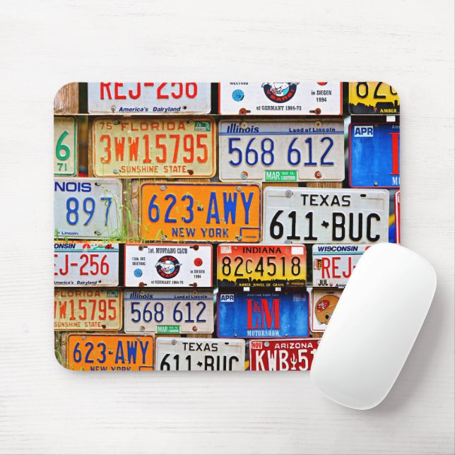 Old License Plates Mouse Pad (With Mouse)