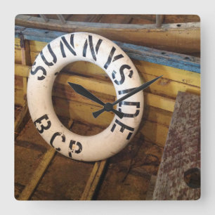 Old Life Preserver In An Abandoned Cannery Square Wall Clock