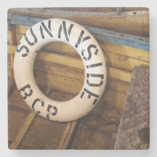 Old Life Preserver In An Abandoned Cannery Stone Coaster