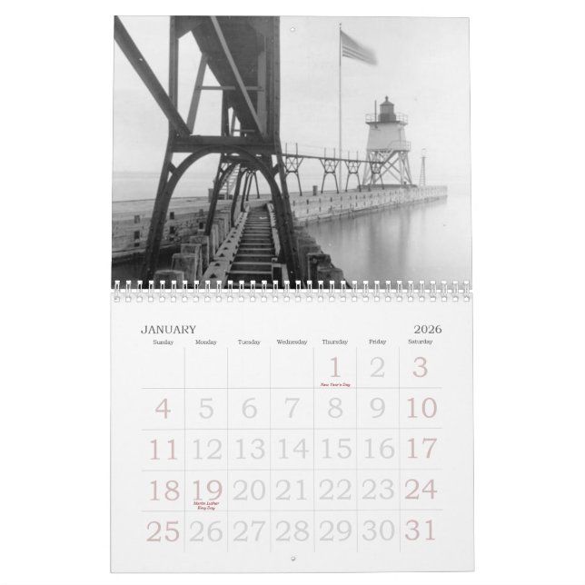 Old light houses calendar (Jan 2026)