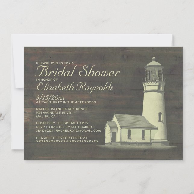 Old Lighthouse Bridal Shower Invitations (Front)