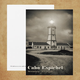 Old lighthouse on a storm night thank you card