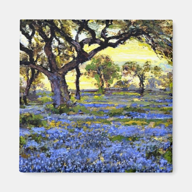 Old Live Oak Tree and Bluebells - Onderdonk art Magnet (Front)