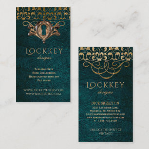 Old Lock Vintage Steampunk Gothic Book Gold Business Card