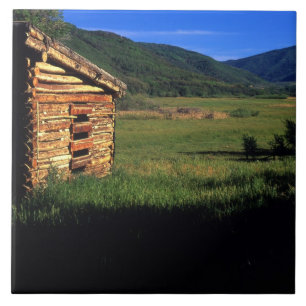 Old log homestead near Park City, Utah. (P.R.) Ceramic Tile