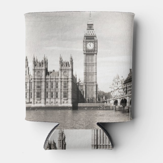 Old London, black and white. Can Cooler (Front)