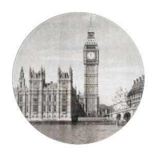 Old London, black and white. Cutting Board
