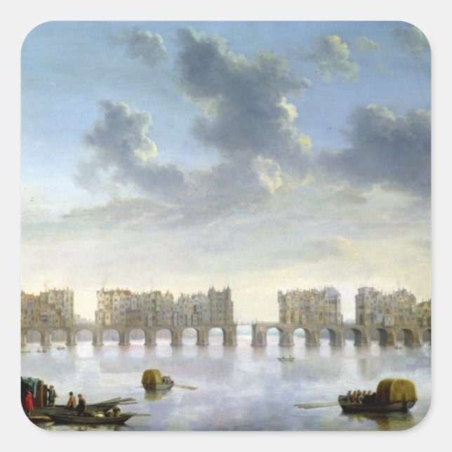 Old London Bridge (oil), c.1630 Square Sticker (Front)