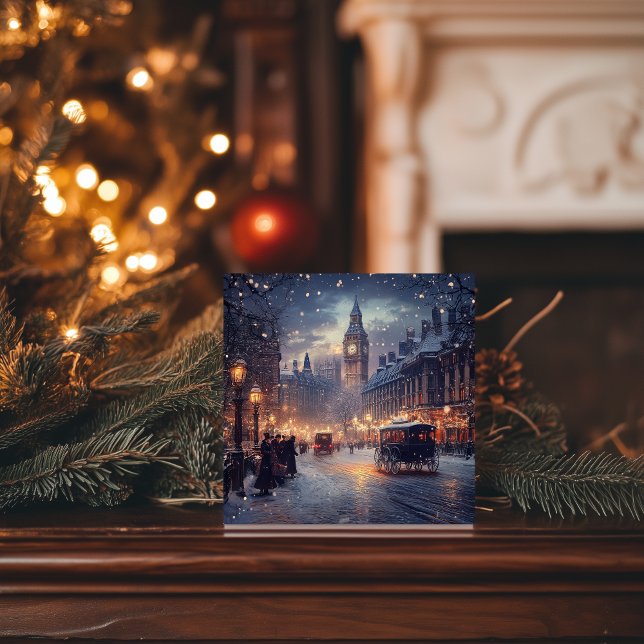 Old London Christmas with Snowy Streets Holiday Card (Creator Uploaded)
