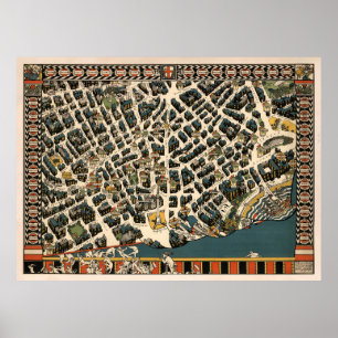 Old London England Map (1915) Vintage UK Capital Poster