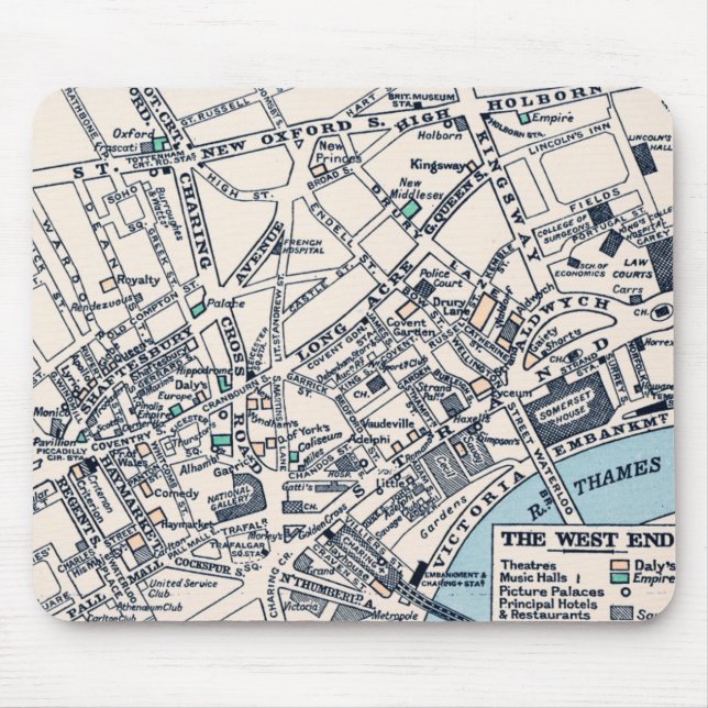 Old London Map of West End Mouse Pad (Front)