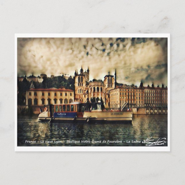 Old Lyon - La Saône Postcard (Front)