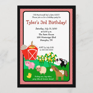 Old MacDonald Farm EIEIO 5x7 Birthday Invitation