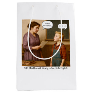 Old MacDonald, first grader, fails English. Medium Gift Bag