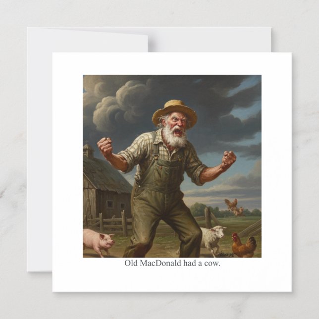 Old MacDonald had a cow. Magnetic Invitation (Front)
