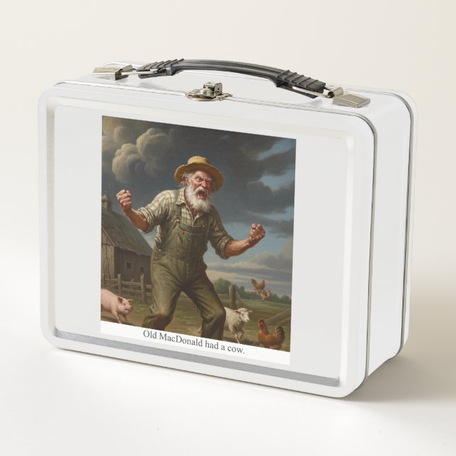 Old MacDonald had a cow. Metal Lunch Box (Front)