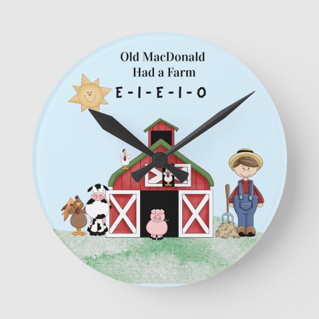 Old MacDonald Had A Farm   Round Clock (Front)