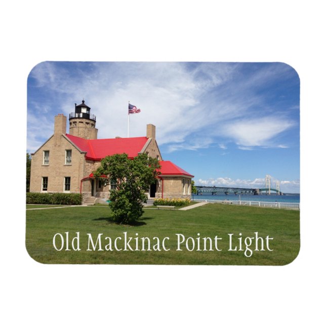 Old Mackinac Point Light, Mackinac Bridge Magnet (Horizontal)