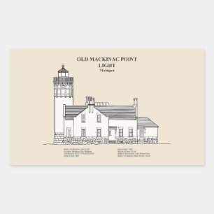 Old Mackinac Point Light - Michigan – SBD Rectangular Sticker