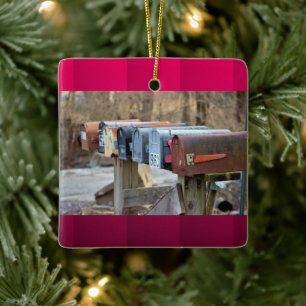 Old Mailboxes Photo Ceramic Ornament
