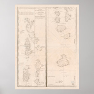 Old Maldives Islands Map (1841) Vintage Maldivian Poster