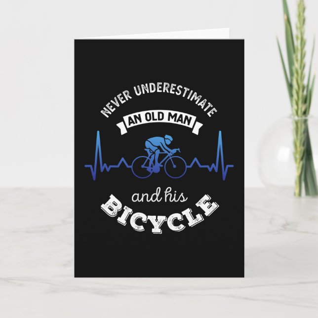 Old Man and his Bicycle Cycling Gift Dad Card (Front)
