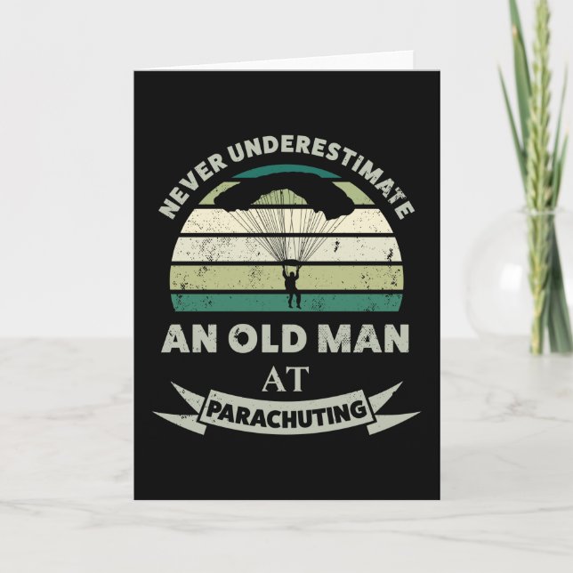 Old Man at Parachuting Funny  Dad Gift Card (Front)