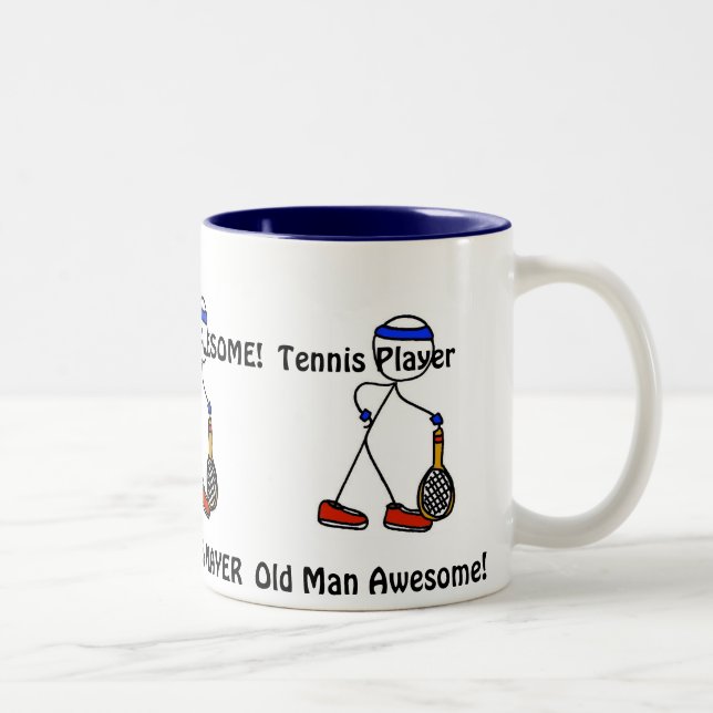 Old Man Awesome! Tennis Player Two-Tone Coffee Mug (Right)