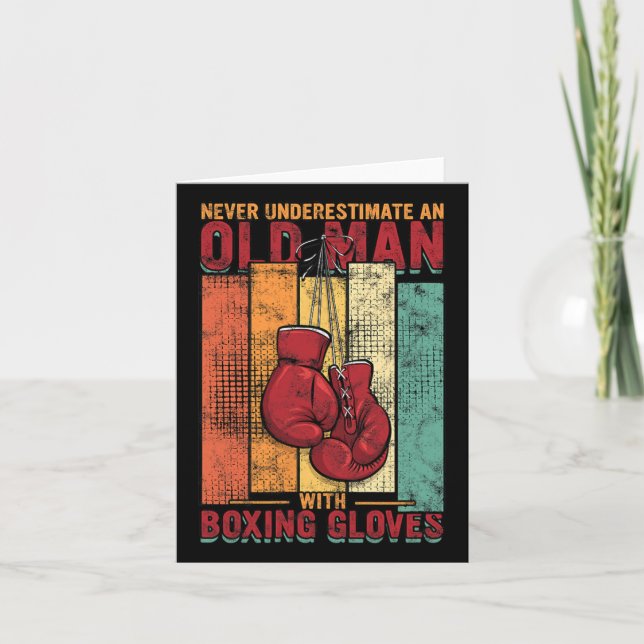 Old Man Boxing - Vintage  Card (Front)