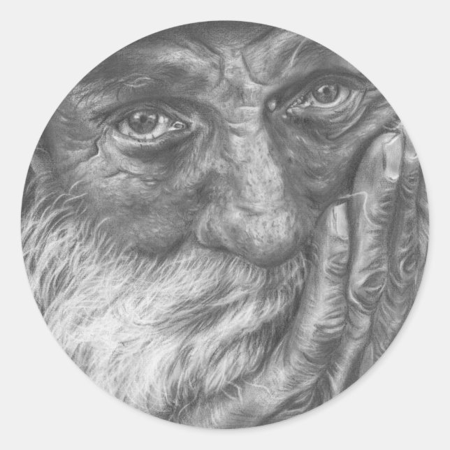 Old man classic round sticker (Front)