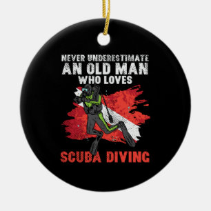 Old Man Diver Diving Ceramic Ornament