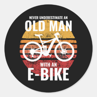 Old Man E-Bike Electric-Bike E-Cyclist Bicycling Classic Round Sticker