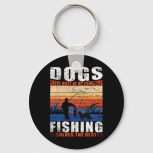 Old Man Fishing Dad Dogs Key Ring