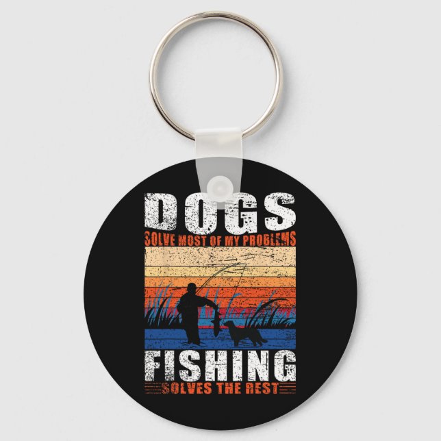 Old Man Fishing Dad Dogs  Key Ring (Front)