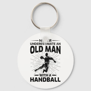 Old Man Handball Player Handballer Dad Grandpa Key Ring