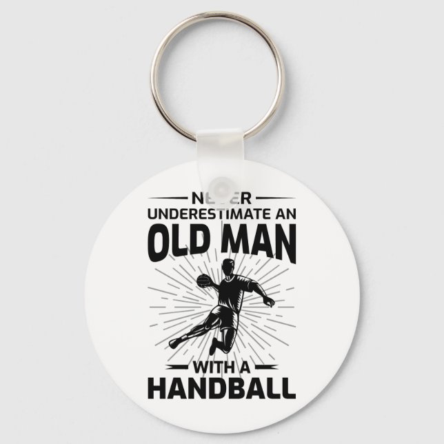 Old Man Handball Player Handballer Dad Grandpa Key Ring (Front)