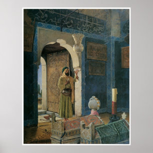 Old man in front of a tomb, 1903 poster
