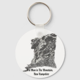 Old Man in The Mountain, NH- Artist's Pen Sketch Key Ring