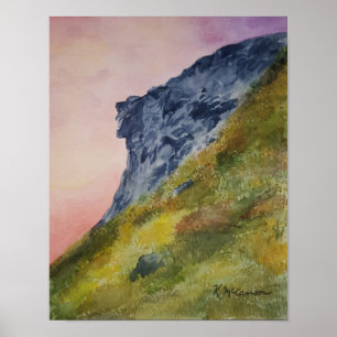 Old Man in the Mountain, NH Watercolor Poster