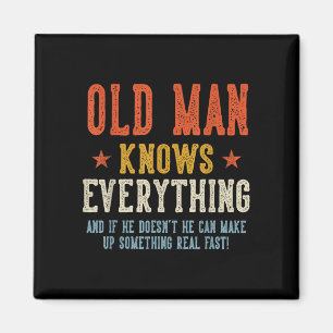 Old man knows everything father's day retro magnet