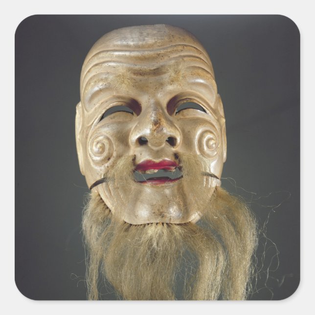 Old Man Mask, Noh Theatre Square Sticker (Front)