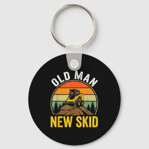 Old Man New Skid Funny Skid Steer Operator Key Ring