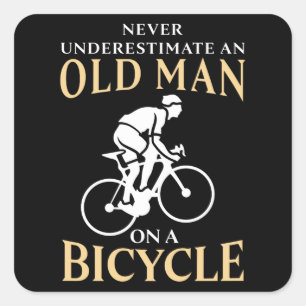 Old Man on a Bicycle Funny Cycling Gift Square Sticker