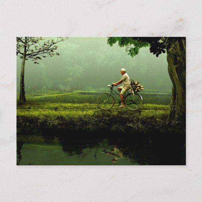 Old man on a bicycle postcard (Front)