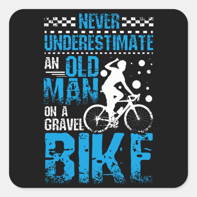 Old Man On A Gravel Bike Square Sticker (Front)